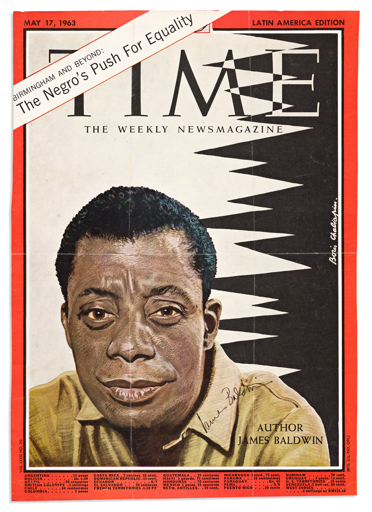 BALDWIN, JAMES. Time magazine cover Signed,